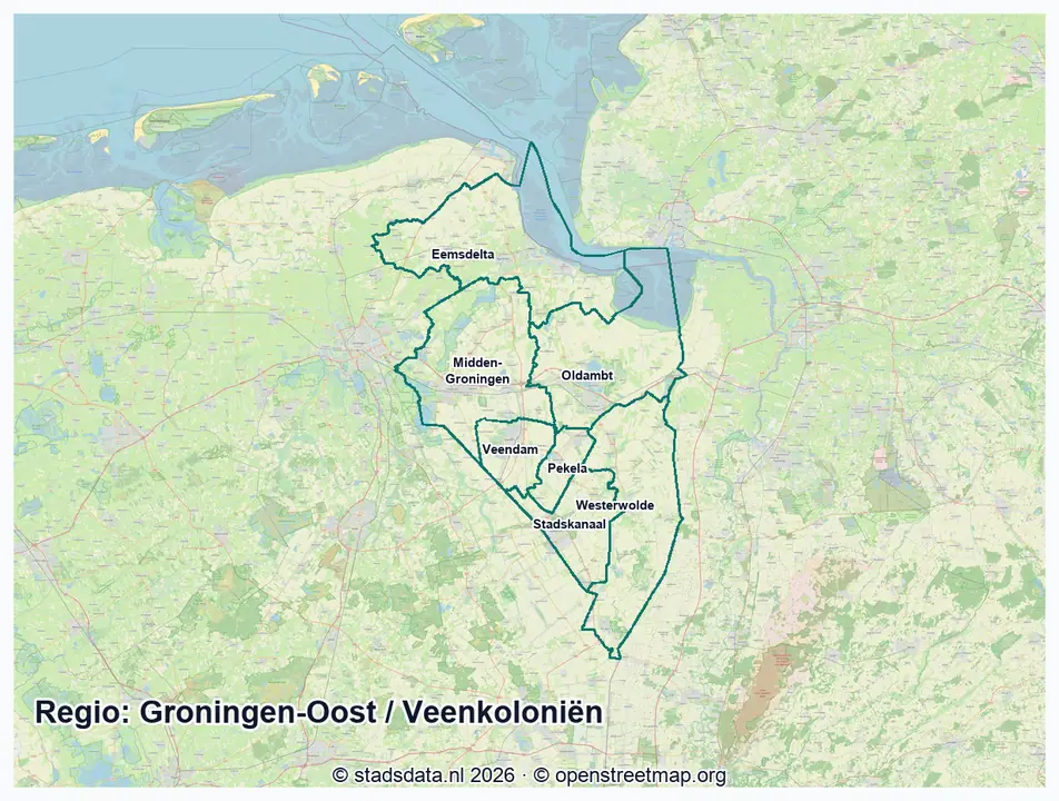 Kaart Groningen-Oost / Veenkoloniën